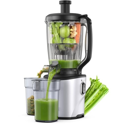 IDEABAY COLD PRESS JUICER MACHINE, 6.5" WIDE CHUTE MASTICATING JUICER - SILVER