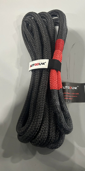 AUTODUNK KINETIC ROPE 3/4IN X 20FT TWO SOFT SHACKLES 18700LBS - BLACK/RED