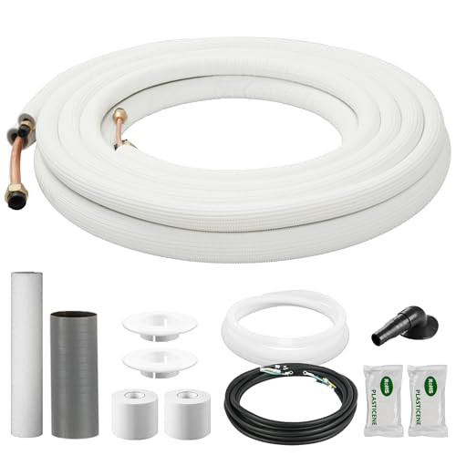 DELLA16 Ft Mini Split Line Set 3/8" & 1/4" O.D Copper Pipes - White New