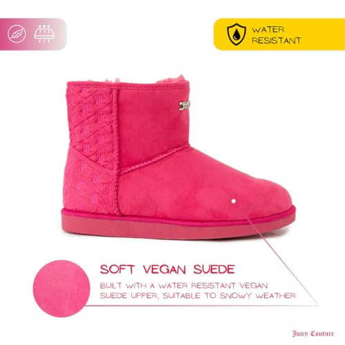 Juicy Couture Women's Slip On Winter Snow Boots Warm Insulated Kave Pink 9 New