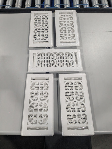 DECOR GRATES METAL SCROLL DECORATIVE AIR VENT COVER 4 X10 FLOOR - 5 PACK - WHITE