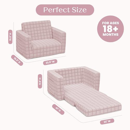 DELTA CHILDREN CHECKERED COZEE FLIP-OUT KIDS CHAIR SNUGGLY FOAM- PINK New