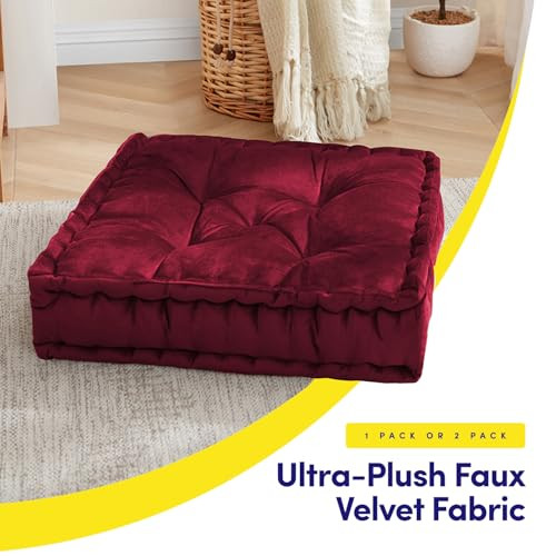 Sweet Home Collection Floor Pillow Large Square Tufted Decorative Cushion