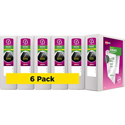 Avery 3 Ring Binder 3 Inch Slant Rings Durable View 6 Pack (17042) White New
