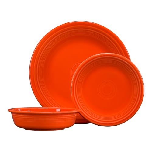 Fiesta Classic Rim 3Pc Dinnerware, Dishwasher/Microwave/Oven Safe - Poppy New