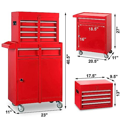 HPDMC 5-Drawer Rolling Tool Chest High Capacity Adjustable Shelf - Black New