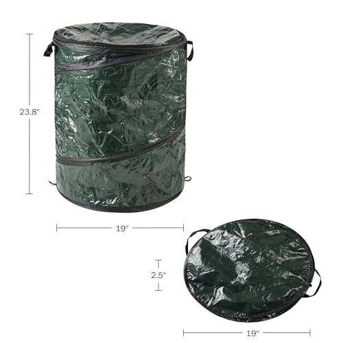 Wakeman Pop Up Outdoor Garbage Can, Black, 29.5 Gallon New