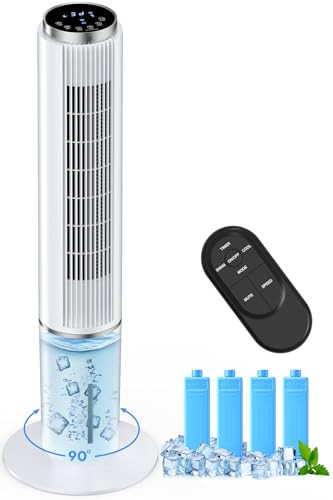 COOLECH 42 INCH Evaporative Air Cooler w/Remote & LED Touch Screen - Black New