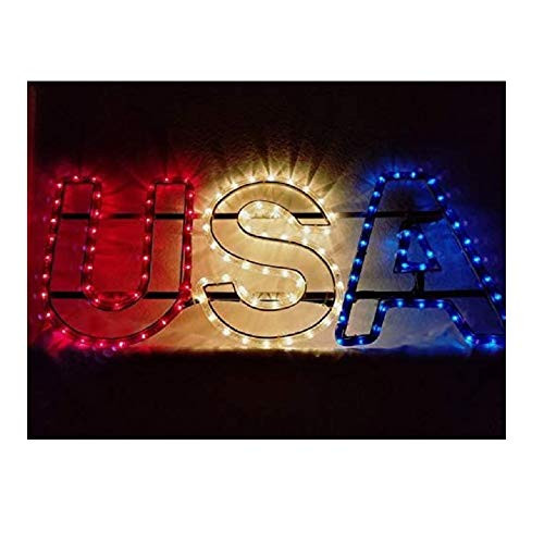 FlexiArt Red, White and Blue Lighted Patriotic USA Sign New