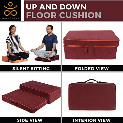 Samadhaan Meditation Floor Cushion B07YY3B6J6 - Maroon New