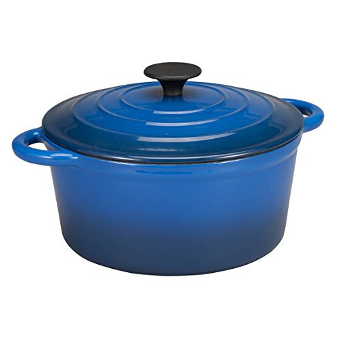 Home Marketplace 2-Piece Enamel Cast Iron Dutch Oven, Blue, 4 Quart New