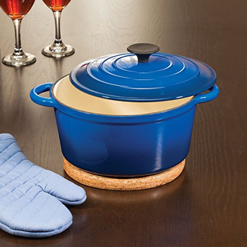 Home Marketplace 2-Piece Enamel Cast Iron Dutch Oven, Blue, 4 Quart New