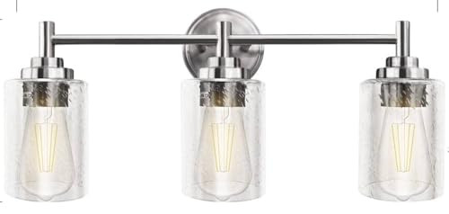 OUVR 3 Light Bathroom Light Fixtures KW-7225-3, Brushed Nickel Vanity Light New