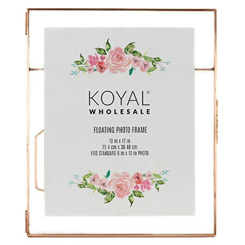 Koyal Wholesale Pressed Glass Floating Photo Frames 4-Pack Rose Gold 10 x 12 New