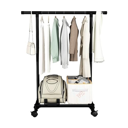 LIIGOU Rolling Clothes Rack with Lockable Wheels, Size: 50X36X16 IN New