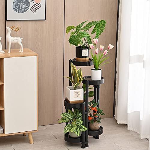 TITTIFERS 6 Tier Tall Plant Stand Foldable Corner 30" Tall Flower Stand - Black New