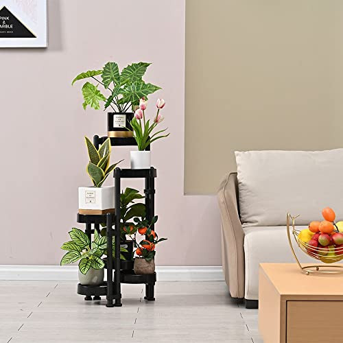 TITTIFERS 6 Tier Tall Plant Stand Foldable Corner 30" Tall Flower Stand - Black New