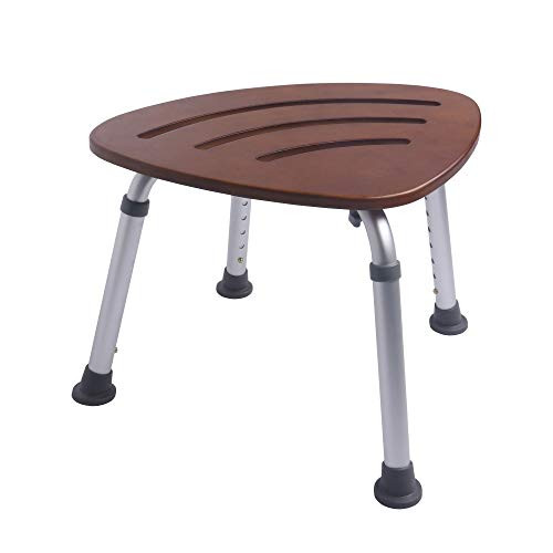 SUMGREEN Adjustable Bamboo Shower Seat Waterproof Fanshaped Shower Stool Brown New