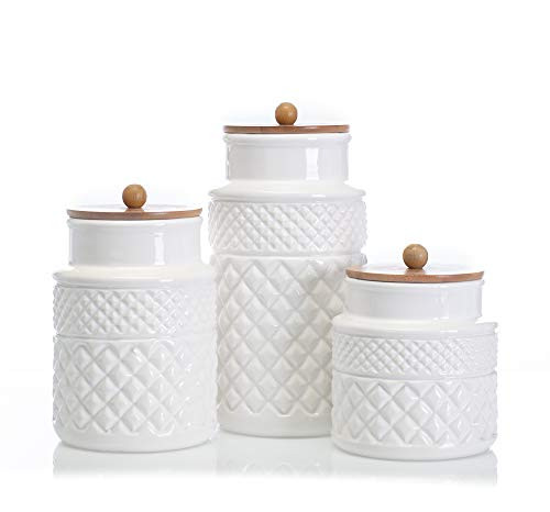 Set Of 3 Faceted Canisters New