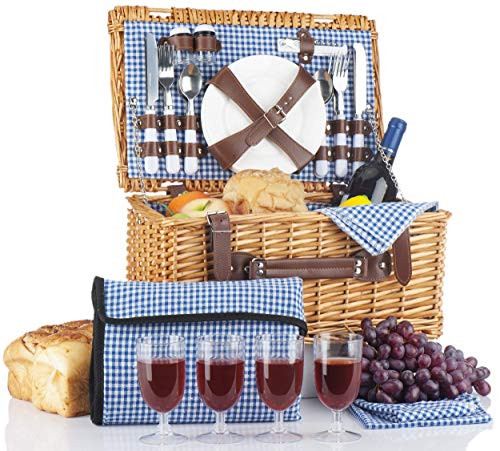 CALIFORNIA PICNIC Picnic Basket for 4 People | Complete Picnic Set - NEW New
