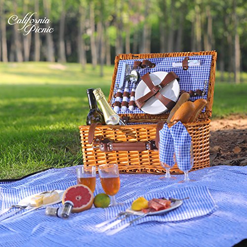 CALIFORNIA PICNIC Picnic Basket for 4 People | Complete Picnic Set - NEW New