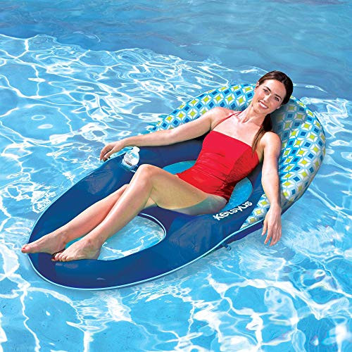Kelsyus Deluxe Inflatable Mesh Floating Chaise Swimming Lounger, Diamond New
