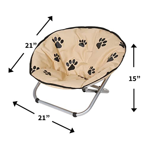 Etna Foldable Pet Bed Elevated Dog Cat Bed Round Paw Print Portable B08TL5WGQB New