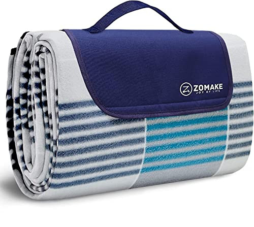 KOMTREND Picnic Blankets Waterproof Foldable,79''x79'', Sandproof - Gray/Blue New