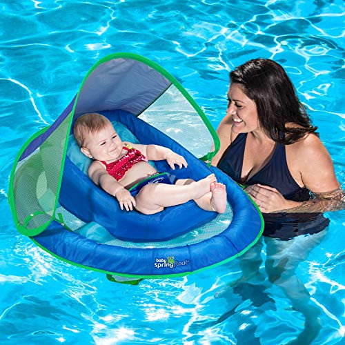 SwimWays Baby Spring Float with Adjustable Canopy, Blue New