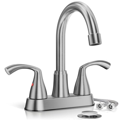 PHIESTINA BRUSHED NICKEL BATHROOM FAUCET, VANITY FAUCET 4" 2 OR 3 HOLES - NICKEL