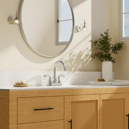 PHIESTINA BRUSHED NICKEL BATHROOM FAUCET, VANITY FAUCET 4" 2 OR 3 HOLES - NICKEL