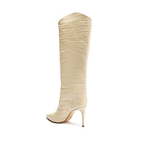 B09HLJGCYW SCHUTZ Women's Maryana Tall Boots, Eggshell, Off White, Size 9.5 New