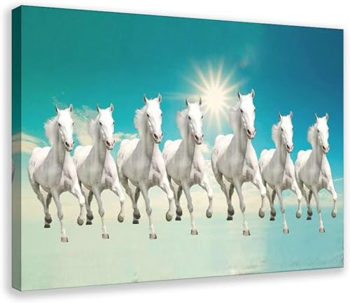 XOOPIT SEVEN LUCKY RUNNING WILD HORSES WALL ART ANIMAL CANVAS POSTER 12X18INCH New