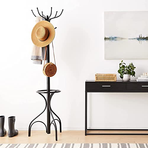 Tangkula 75 Inch Freestanding Metal Coat Rack Black New