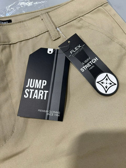 JUMP START MEN'S 4-WAY STRETCH FABRIC BUTTONED SHORTS - SIZE: MEN 18 - KHAKI New