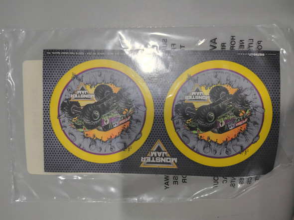 BIRTHDAY EXPRESS MONSTER JAM TIRE CUP STICK SHEET (2 STICKERS) New