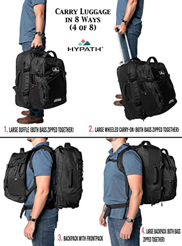 Hypath 2-in-1 Convertible Travel Bag - Use as Backpack with Wheels New