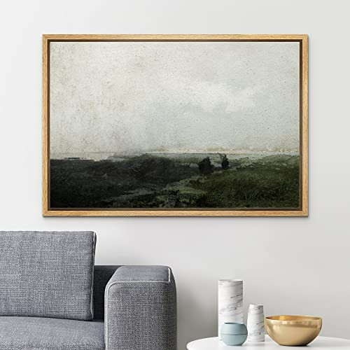 SIGNLEADER Framed Canvas Print Wall Art Green Forest Overcast Day - 24"x36" New