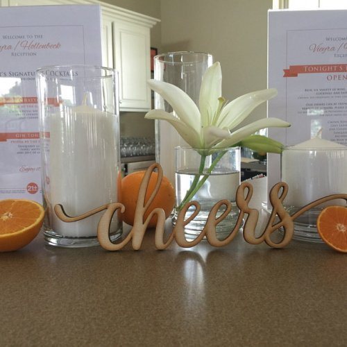 Cheers Wood Sign Home Party Wedding Rustic Décor Wall Art 24" x 7" B06VW6X7J5 New