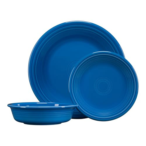 Fiesta Classic Rim 3-Piece Dinnerware Set Durable Ceramic - Lapis New