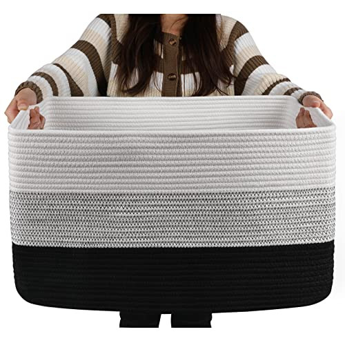 OIAHOMY Blanket Basket Laundry Basket Dog Toy Basket 75L Gradient Black New