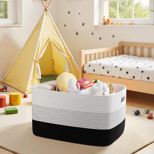 OIAHOMY Blanket Basket Laundry Basket Dog Toy Basket 75L Gradient Black New