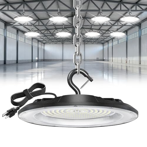 200W UFO LED High Bay Lights 5000K Daylight White, 30000LM LED Shop Lights