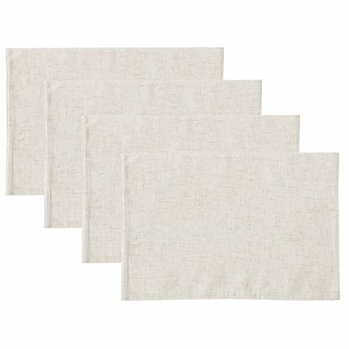 Laura Ashley Dothan Linen Blend Tablecloth, Set of 4 Placemats, Taupe New
