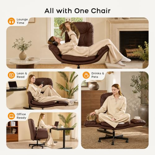 BIG&TALL OFFICE CHAIR HIGH BACK CRISS CROSS 5-GEAR ARMRESTS - BROWN