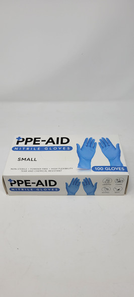 PPE-AID NITRILE EXAM GLOVES, SMALL, 100 GLOVES New