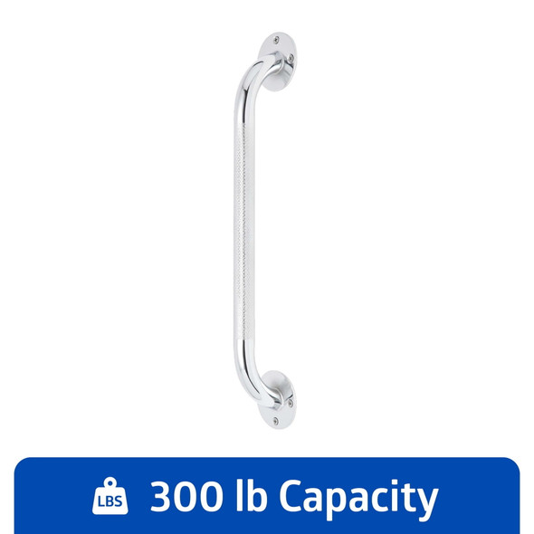MEDLINE GUARDIAN KNURLED CHROME 16 IN GRAB BAR, 300 LB WEIGHT CAPACITY - CHROME New