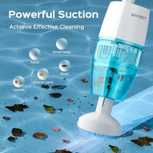 WYBOT HYSON 100 HANDHELD POOL VACUUM TWO BRUSH HEADS CORDLESS - WHITE New