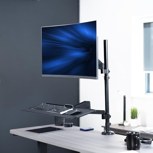 VIVO Black Clamp-on Monitor & Keyboard Tray Desk Mount STAND-SIT1B - Black New