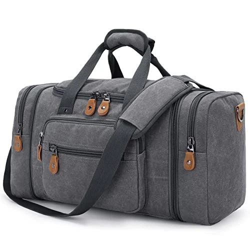 Gonex Canvas Duffle Bag Expandable 50L Travel Overnight Weekender Bag New